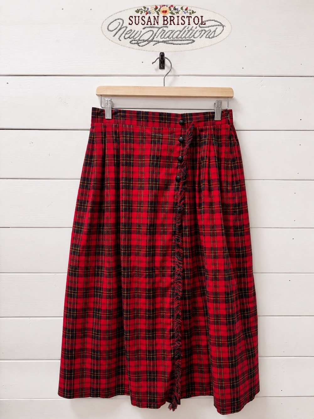 Suzan Bristol Vintage Country Casuals Red Plaid Wrap Skirt – Size 12